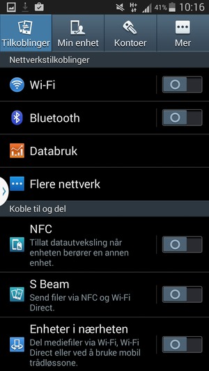 Velg Tilkoblinger og Flere nettverk