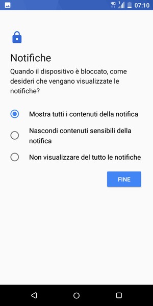 Seleziona la tua opzione preferita e poi FINE