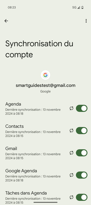 Sélectionnez le bouton du Menu