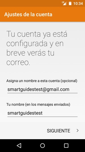Déle a su cuenta un nombre y escriba su nombre. Seleccione SIGUIENTE