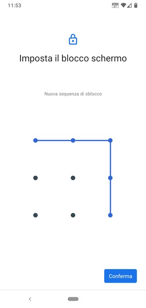 Disegna nuovamente la sequenza di sblocco e seleziona Conferma