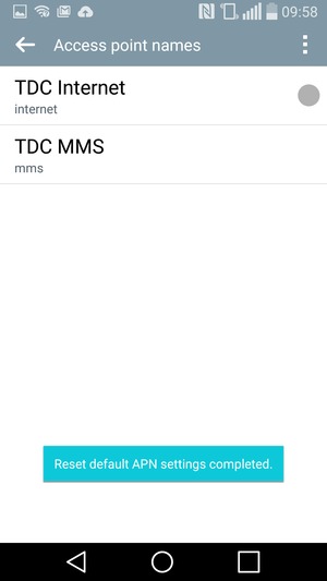 Your phone will reset to default Internet and MMS settings