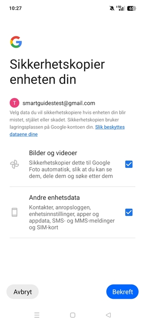 Velg ønsket alternativ og velg Bekreft