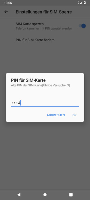 Geben Sie Ihre Alte PIN der SIM-Karte ein und wählen Sie OK