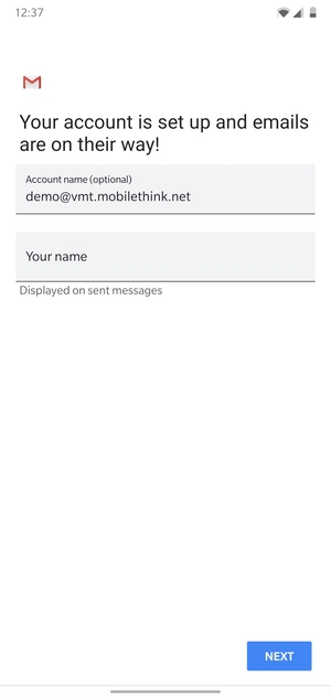 Give your account a name and enter your name. Select NEXT