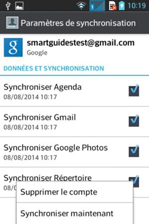 Sélectionnez Synchroniser maintenant
