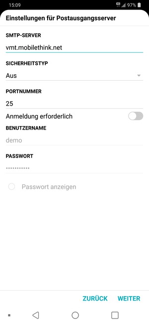Schalten Sie Anmeldung erforderlich aus und wählen Sie WEITER