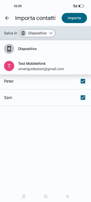 Seleziona il tuo account  Google