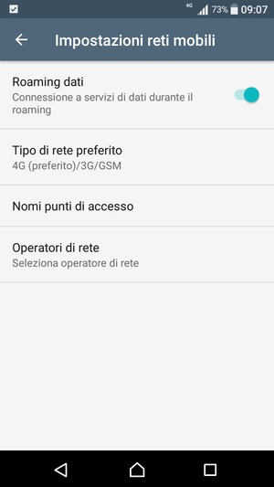 Attiva o disattiva Roaming dati