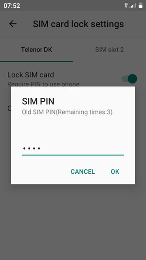 Enter your Old SIM PIN and select OK