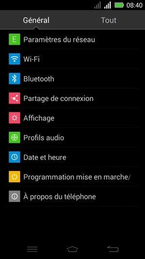 Sélectionnez Paramètres du réseau