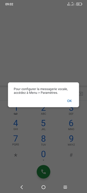 Si votre messagerie vocale n'est pas configurée, sélectionnez OK