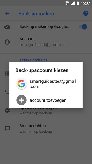 Selecteer uw back-up-account