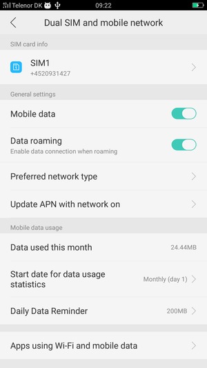 Turn Data roaming on or off