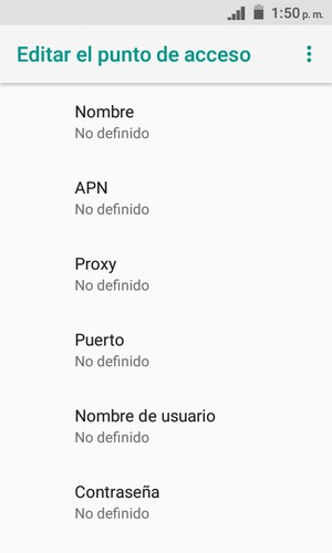 Introduzca la información de Internet