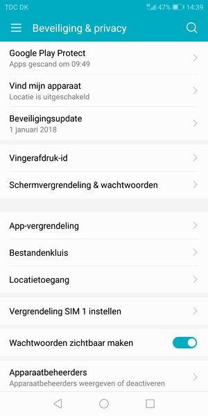 Selecteer Vergrendeling SIM instellen