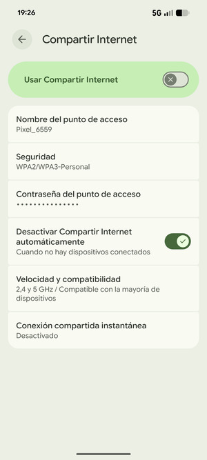 Seleccione Contraseña del punto de acceso
