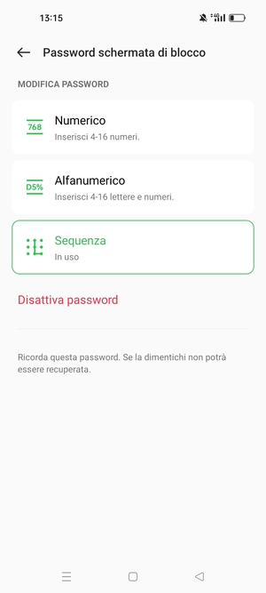 Il tuo telefono è ora protetto dal blocco schermo