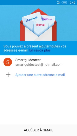 Sélectionnez ACCÉDER À GMAIL