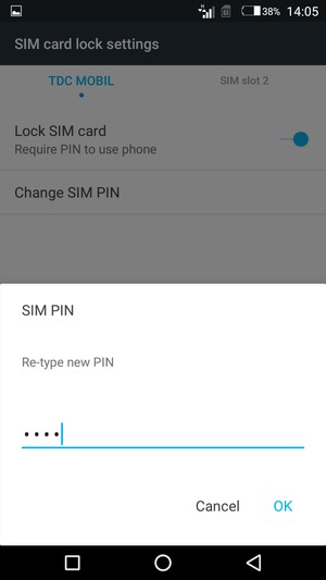 Confirm your new SIM PIN and select OK