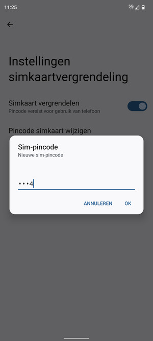 Voer uw Nieuwe sim-pincode in en selecteer OK