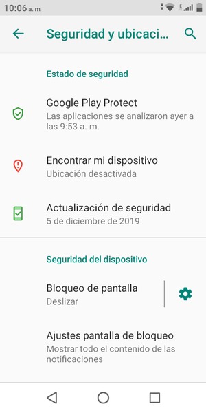 Seleccione Bloqueo de pantalla