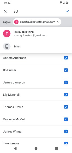 Velg din Google-konto