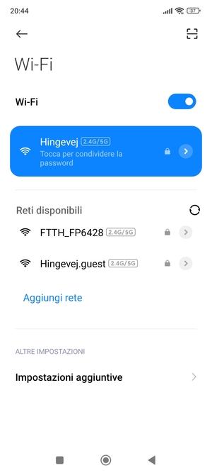 Ora sei connesso alla rete Wi-Fi