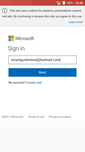 Enter your Email address and select Next