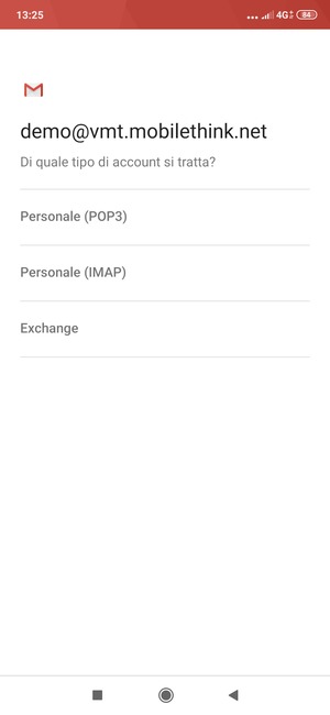 Seleziona Personale (POP3) o Personale (IMAP)