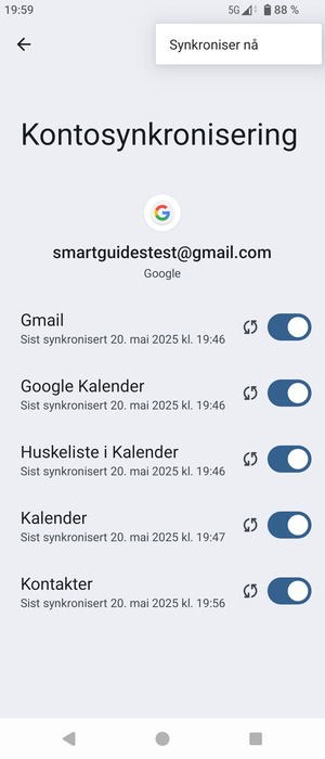 Velg Synkroniser nå