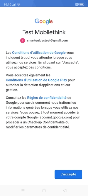 Sélectionnez J'accepte