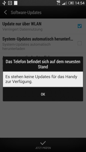Falls Ihr Handy aktualisiert ist, wählen Sie OK