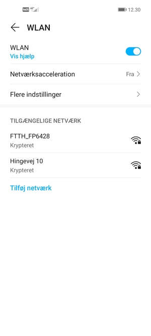 Vælg det trådløse netværk, du ønsker at oprette forbindelse til
