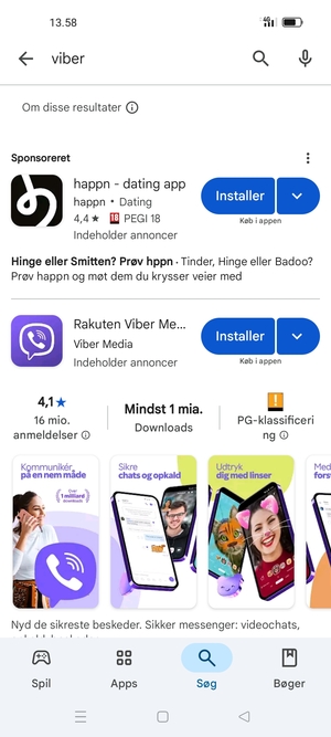 Vælg appen