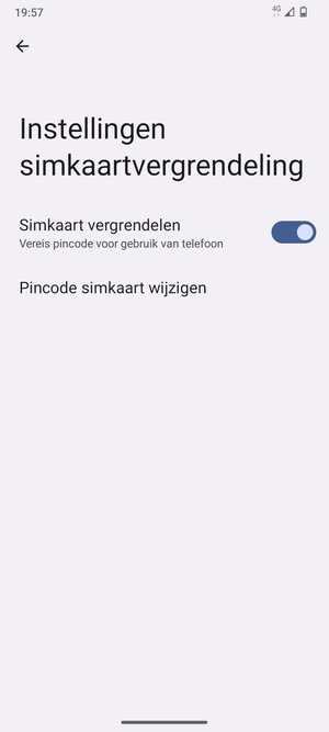 Selecteer  Pincode simkaart wijzigen