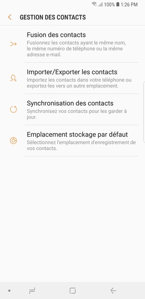 Sélectionnez Importer/Exporter les contacts