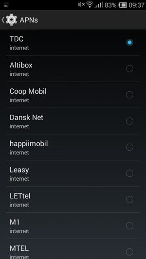 Wählen Sie den Internet-Zugangspunkt