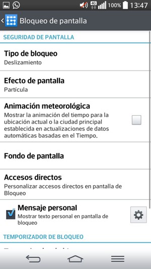 Seleccione Tipo de Bloqueo