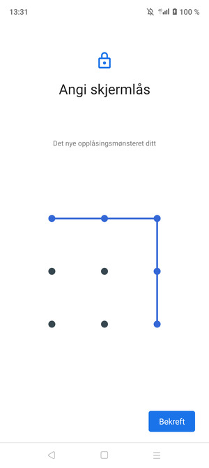 Tegn opplåsingsmønsteret igjen og velg Bekreft