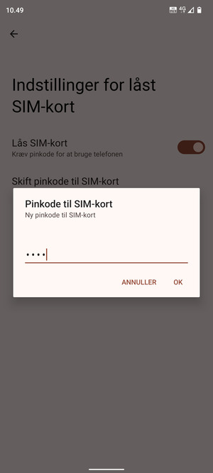 Indtast Ny pinkode til SIM-kort og vælg OK