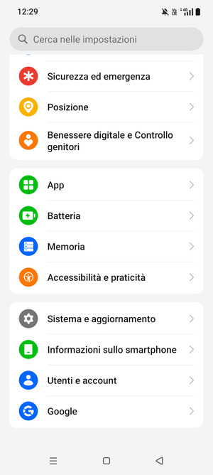 Scorri e seleziona Sistema e aggiornamento
