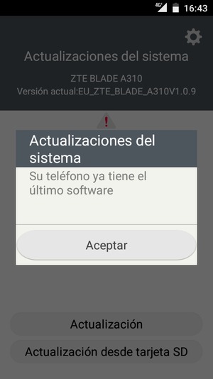 Si su teléfono está actualizado, seleccione Aceptar