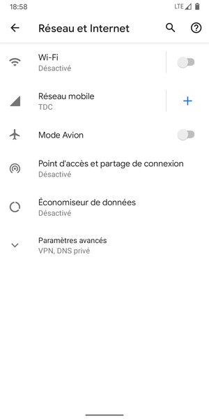 Sélectionnez Réseau mobile
