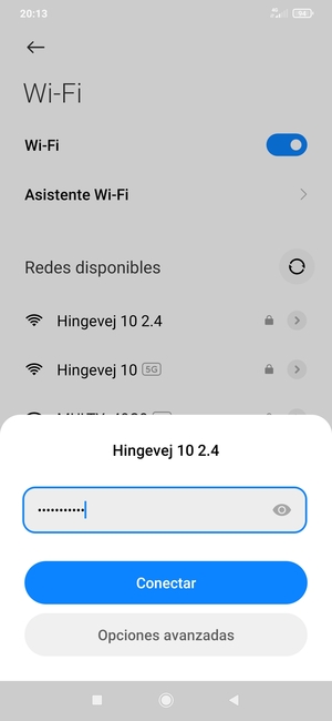 Introduzca la contraseña de Wi-Fi y seleccione Conectar
