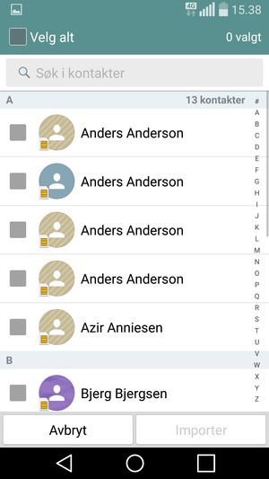 Kryss av i Velg alt avkrysningsboksen