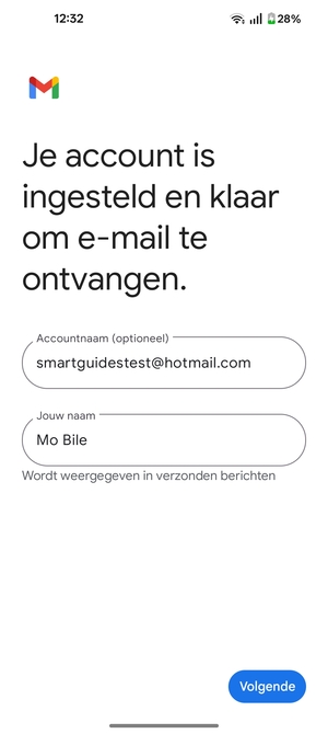 Geef uw account een naam en voer uw naam in. Selecteer Volgende