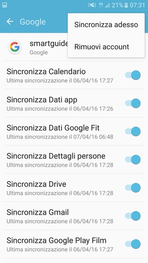 Seleziona Sincronizza adesso