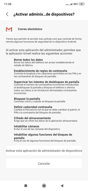 Seleccione Activar esta aplicación de administrador de dispositivos
