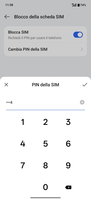 Inserisci PIN della SIM attuale e seleziona OK